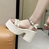 Rhinestone sandals 2025 summer new popping board Internet celebrity muffin platform Internet celebrity Roman women sandals