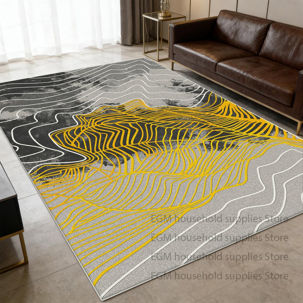 Modern Gold Carpets Abstract Living Room Decoration Bedroom Lounge Large Size Rugs  Non-slip Washable Floor Mats Customizable