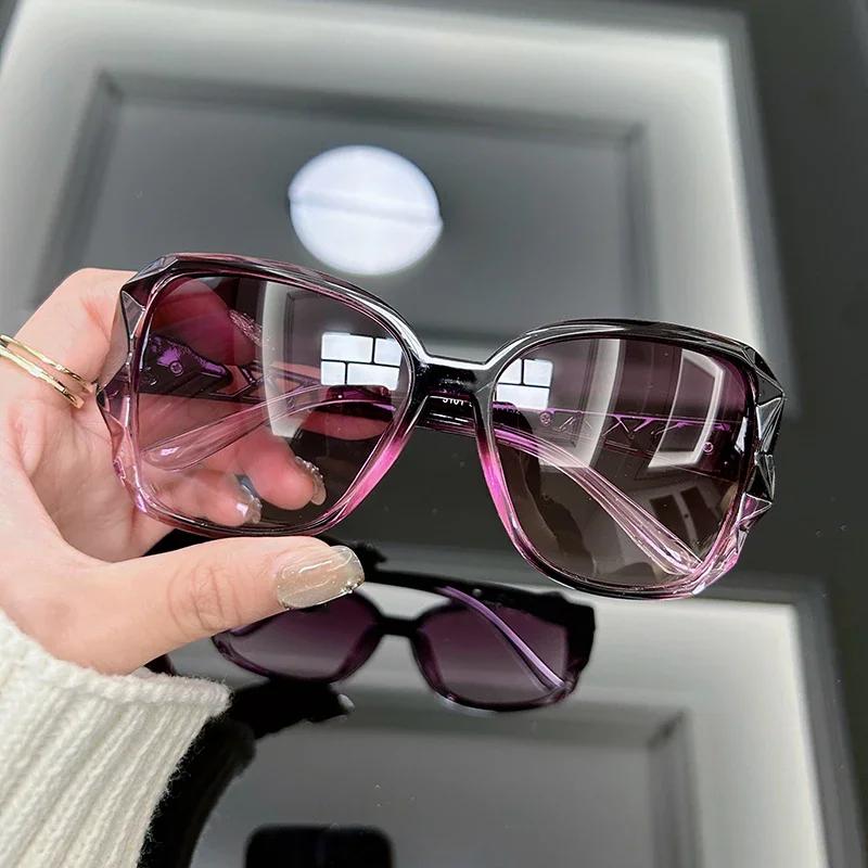 Vintage Oversized Sunglasses Women Brand Big Frame Retro Sun Glasses Female Fashion Shades Black Gradient Glasses
