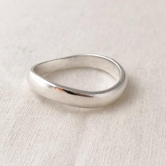 Sterling Silver Wavy Ring, Handcrafted Thumb Band, Simple Ring