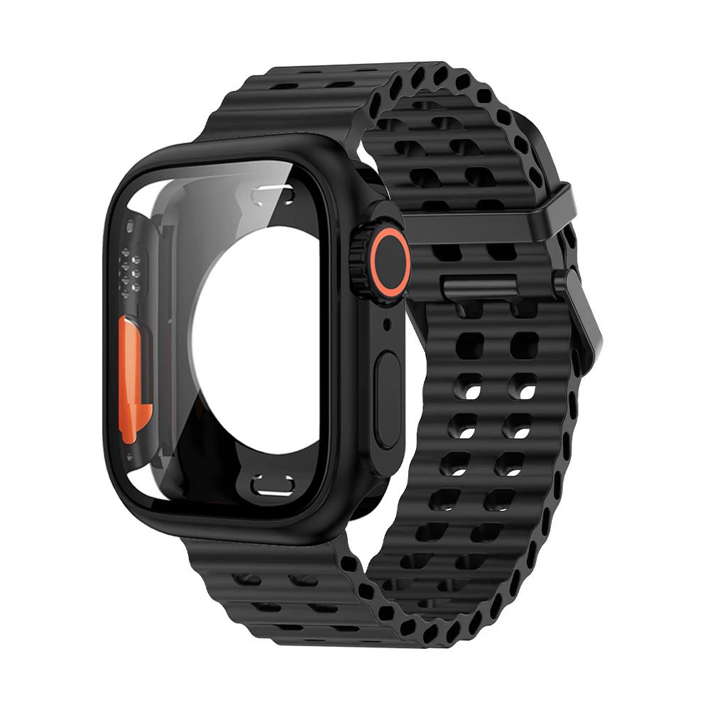 Ocean Silicone Strap+PC Case For Apple Watch Band  Series 11 10 46mm Metal Buckle Sports Bracelet Wristband iWatch 9 8 7 6 5 SE