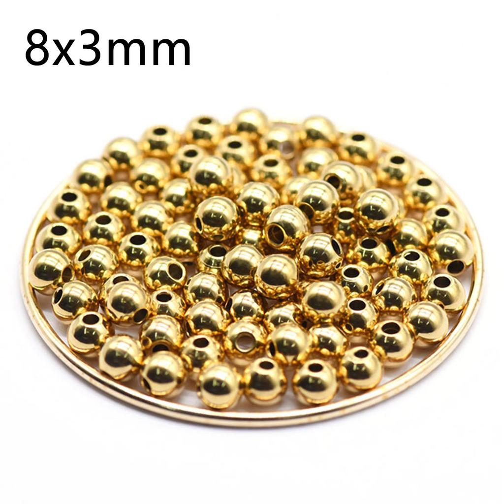 20pcs Gold Color 304 Stainless Steel Round Ball Beads Charm Loose Bead Diy Bracelet Necklace Bead For Jewelry Making Accessories