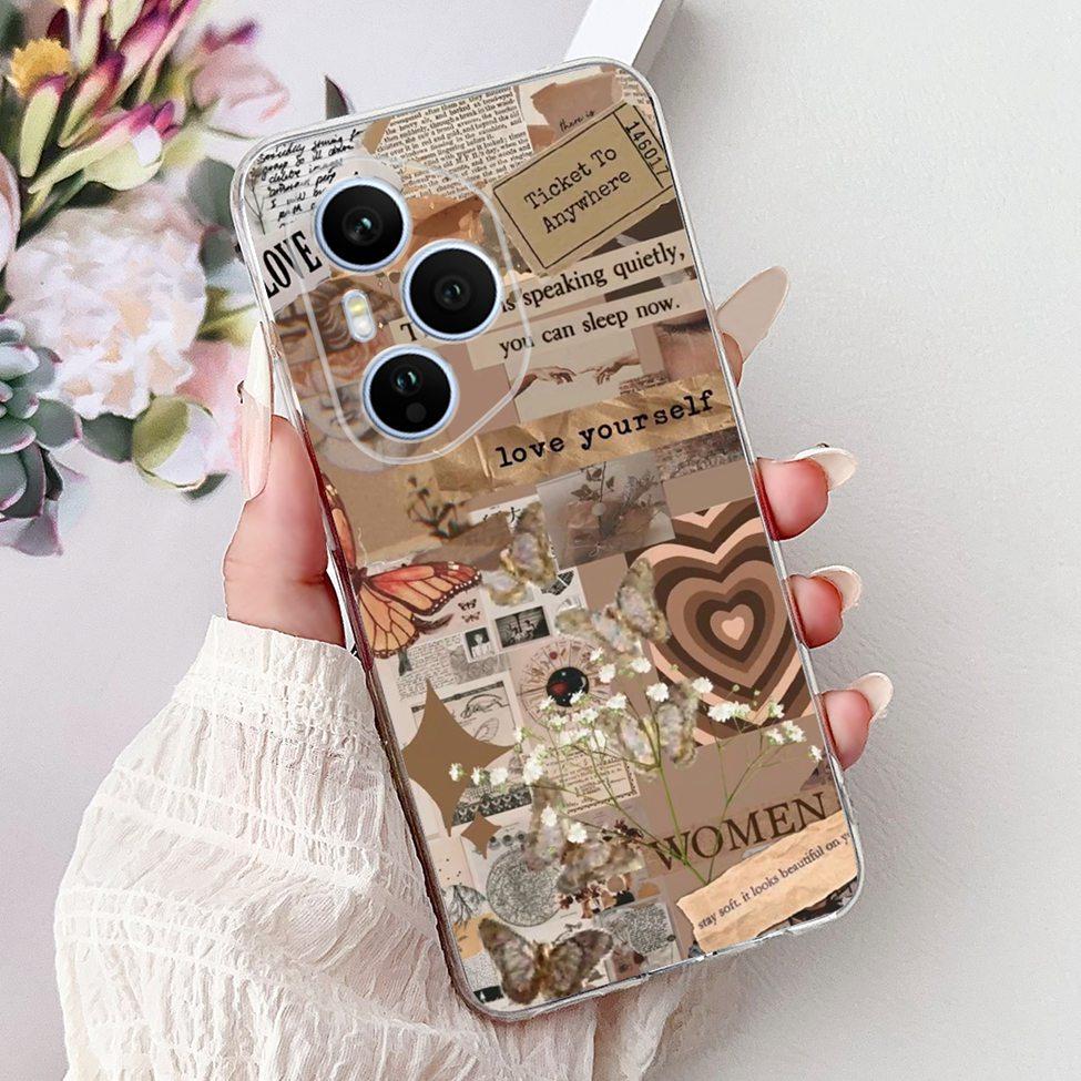 Clear For Honor 400 Pro Case DNP-NX9 Cute Cartoon Cat Fashion Flower Funny Painted Soft Bumper For Honor 400Pro Back Cover Funda