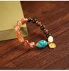 Elegant Chinese Beaded Agarwood & Crystal Bracelet with Retro Pendant for Women