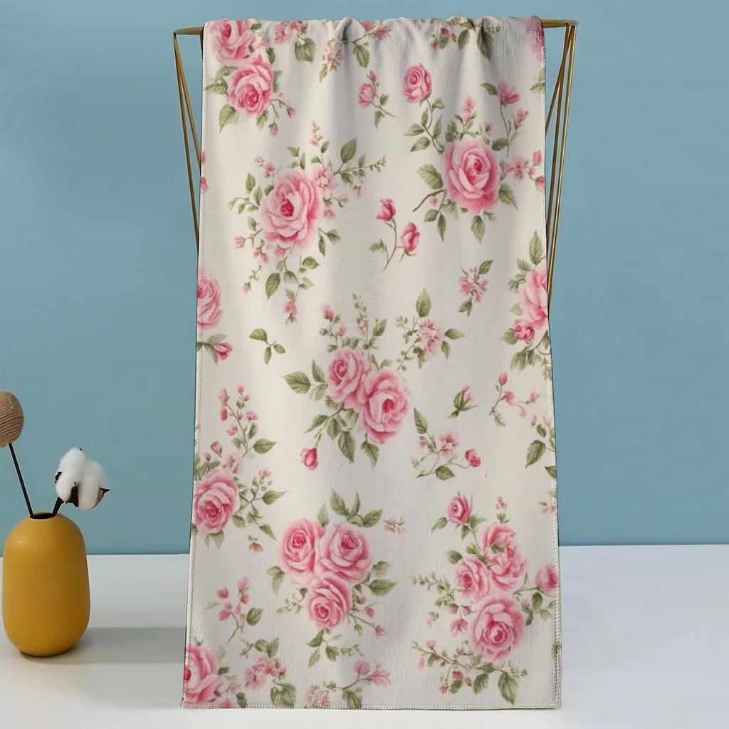 1 Stück Elegantes Rosa Rose Floral Strandtuch, Schnelltrocknendes Weiches Saugfähiges Leichtes Handtuch, Vielseitig für Pool, Fitnessstudio, Reisen, Spa