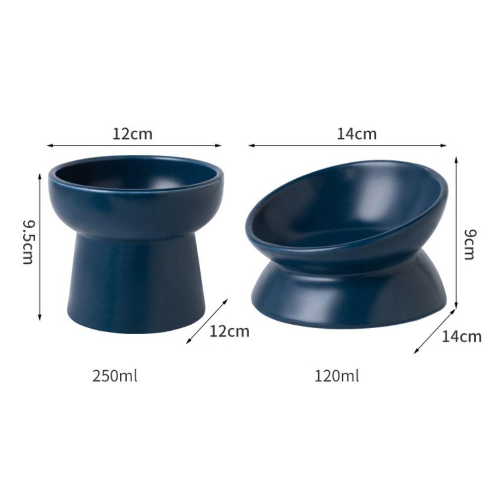 New Ceramic Raised Cat Bowl Elevated Solid Color Pet Water Bowls Tilted Large Diameter Dog Food Bowl Cat Accessories