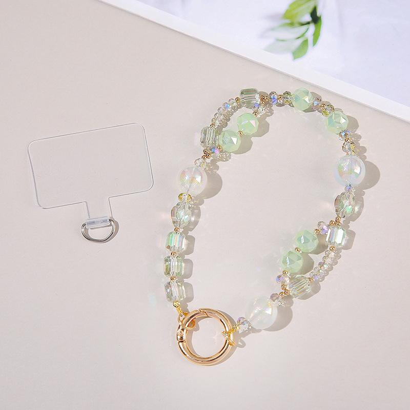 Crystal Pearl Beaded Short Phone Lanyard Cute Keychain For Girls