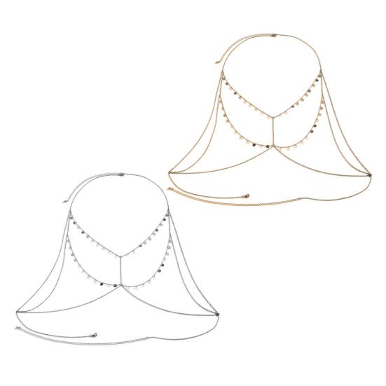 Women Sequin Chest Chain Sparkling Sexy Breast Chain Bra Chain Neck And Chest Jewelry for Club Summer Beach