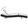 VidaXL Chaise longue avec oreiller Résine tressée Noir