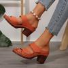 Mode Bequeme High Heels Pantoletten Damen 2025 Sommer Orange Klettverschluss Patch Dekoration Schuhe Damen Weiche Gummi Laufschuhe Frau