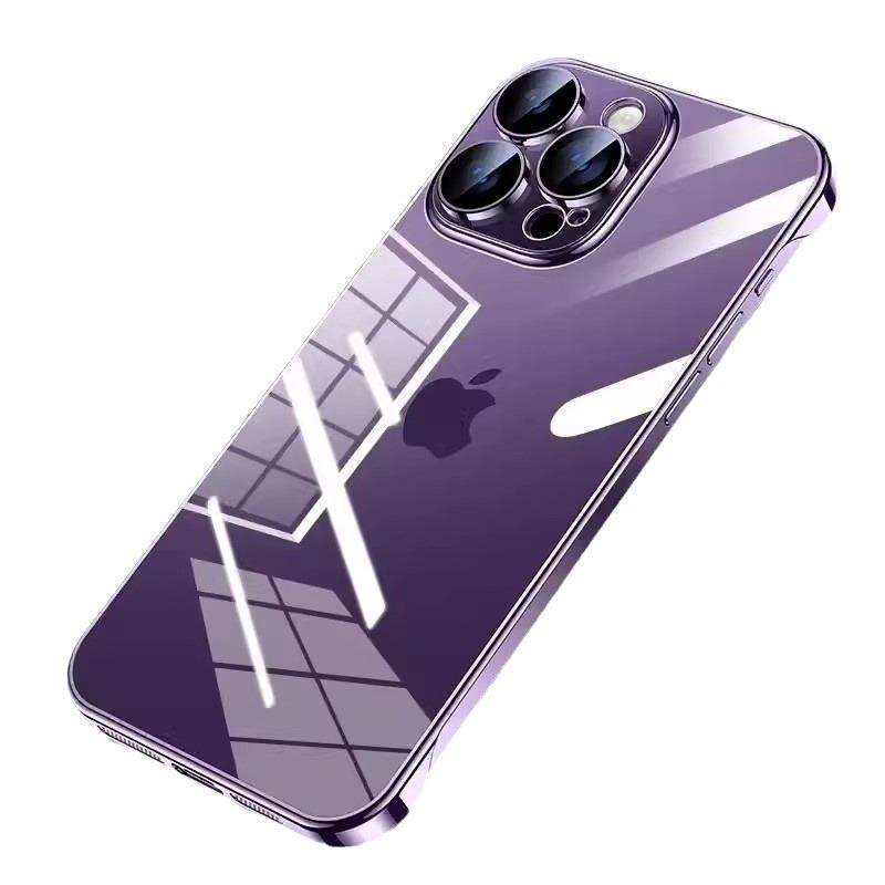 Applicable to iPhone11promax borderless electroplating mobile phone case transparent Apple 11 with lens film ultra-thin PC case