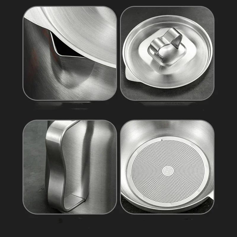 Kitchen 304 Stainless Steel Oil Filter Pot with Tray Large Capacity Lard Tank Residue Strainer Grease Separator Cooking