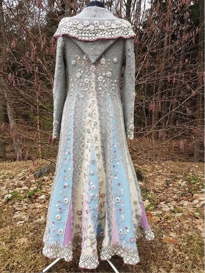Winter 2026 Women's Long Sleeve V-neck Dress with Large Hem - Fresh & Sweet Style