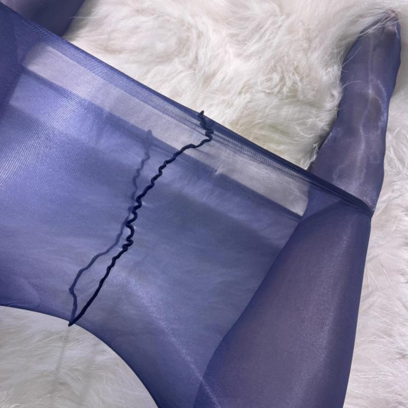 Two-Tone Flowing Oil Shiny Pantyhose 640 Pin One Line Crotch High Waist Tights Women Sexy Summer Breathable Underwear