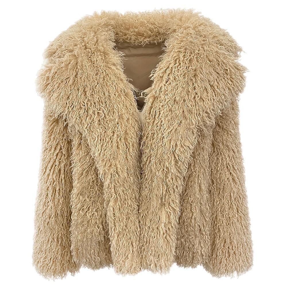 

Autumn and Winter New Imitation Beach Wool Fur Coat Women s Short Fashion Fur Coat L