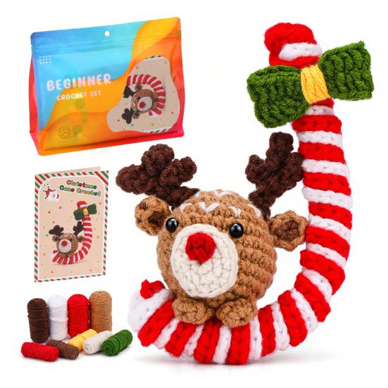 

Рождественский набор для вязания крючком для начинающих, сумка с материалами для DIY, с крючками, пряжей, пошаговыми инструкциями, стартовый набор для вязания крючком, рождественские подарки I