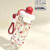 Water bottle high value cartoon float plastic cup large capacity portable ins direct drinking plastic straw water cup tea cup