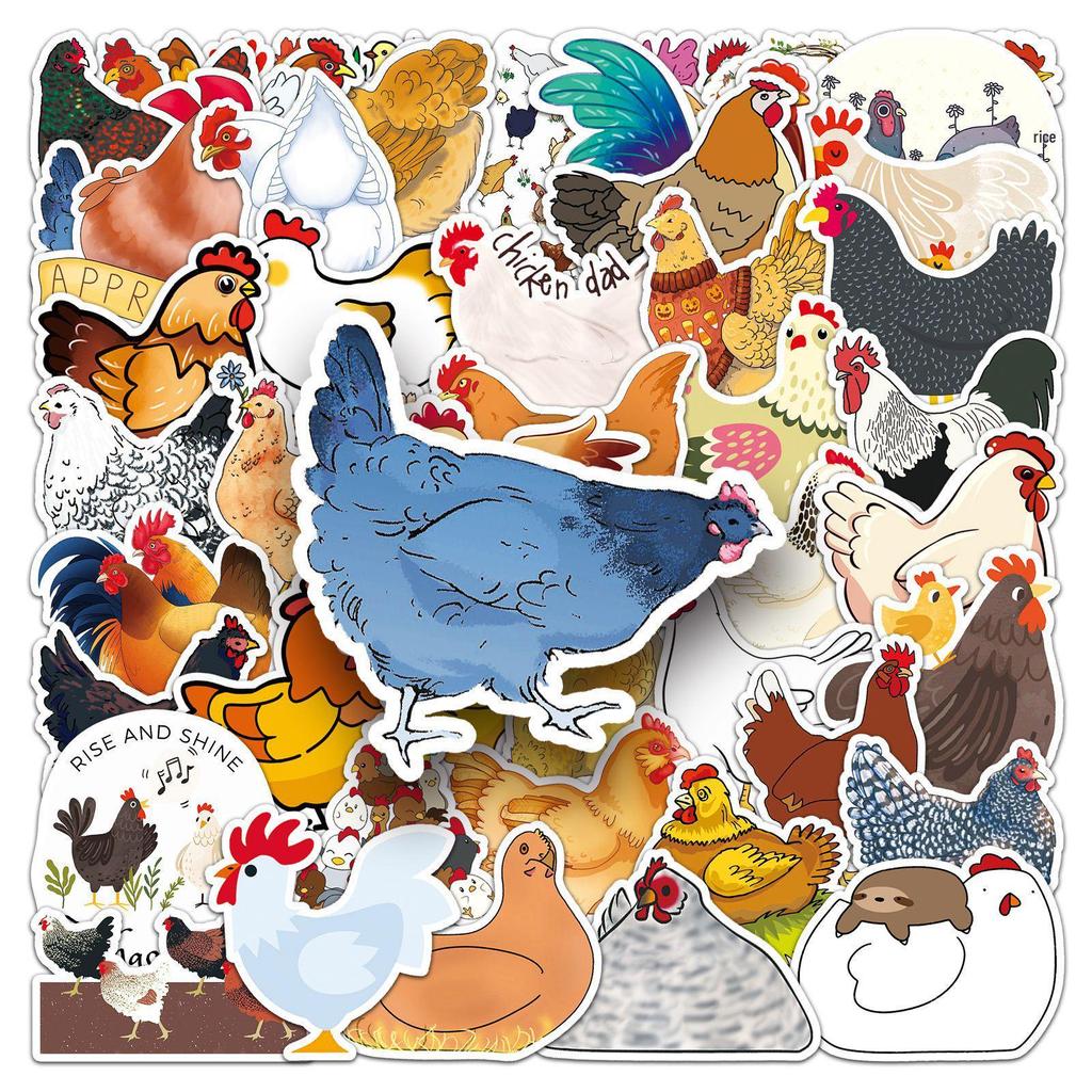 50 Creative Waterproof Cartoon Animal Stickers for DIY Skateboards, Phone Cases, Suitcases