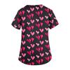 Women's Cute Bow Printed Work Clothes V-neck Double Layer Pockets Basic Short Sleeve Top Pullover