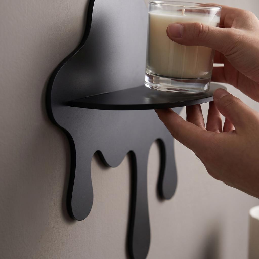 Creative Wall Mounted Storage Shelf Drip Shape Metal Wall Organizer for Home Office Decorative Wall Rack