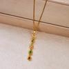 Stainless Steel Colorful Rhinestone Long Pendant Necklace for Women Zircon Eye Sun Moon Water Drop Choker Party Wedding Jewelry