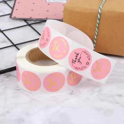 Thank You Stickers Gold Foil Seal Labels 500Pcs 1 Inch Pink Favors Stickers