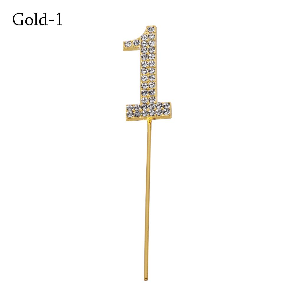 1PC Number"0-9" Cake Topper Gold Diamond-studded Cake Topper for Dessert Anniversary Birthday Party Decoration Wedding Supplies