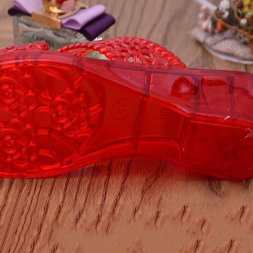 Damen Frühling Sommer Hausschuhe Große Größe All-Match Hausschuhe Dicker Absatz Transparente Strass Mittelabsatz Sandalen