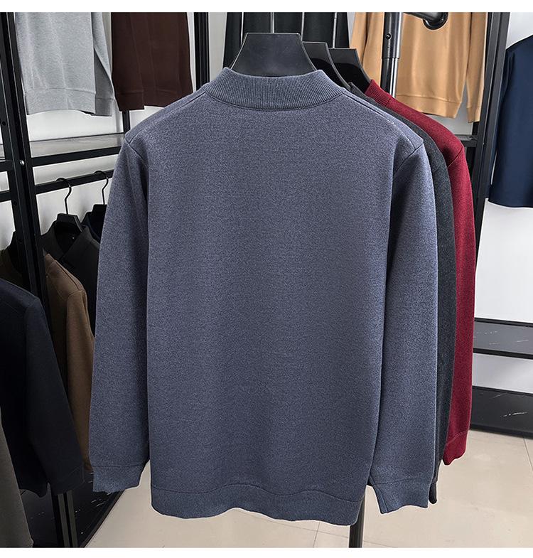 Men's Red Year of the Rat Warm Knit Sweater, Half-High Collar, Dad Style, Winter Wear for Middle-Aged & Elderly.