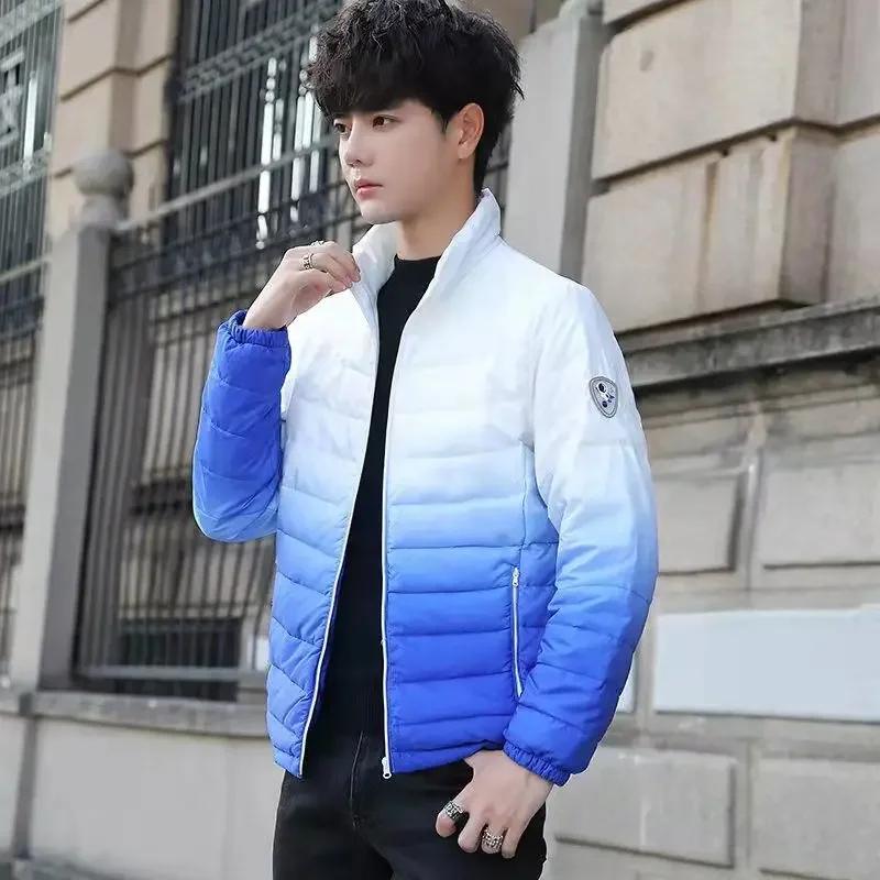 Down Jacket Man Warm Winter Coat for Men Gradient Clothing Fashion 2025 Harajuku Joker Fast Delvery Work High Quality Casual Y2k