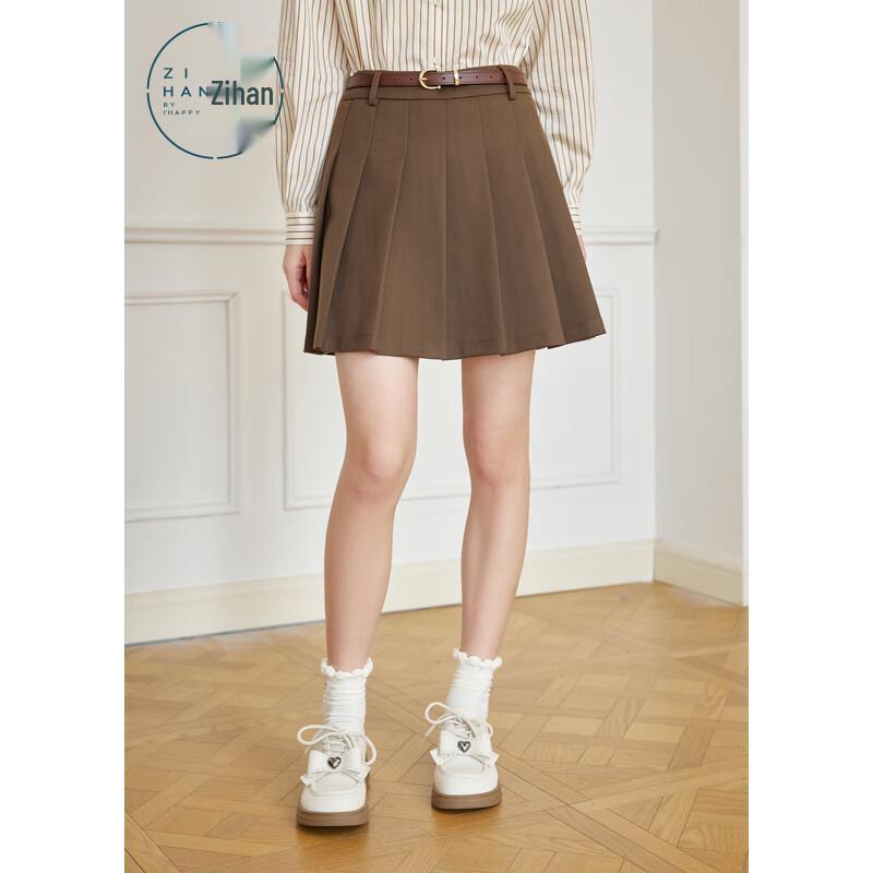 ZIHAN Women s High-Waisted Pleated A-Line Mini Skirt M