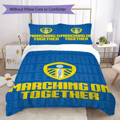 Leeds United Pattern Bedding Uilt Set Uilt Cover Pillowcase Home Decoration Birthday Gift (1 * Duvet Cover + 2 * Pillowcase  Without Core)66