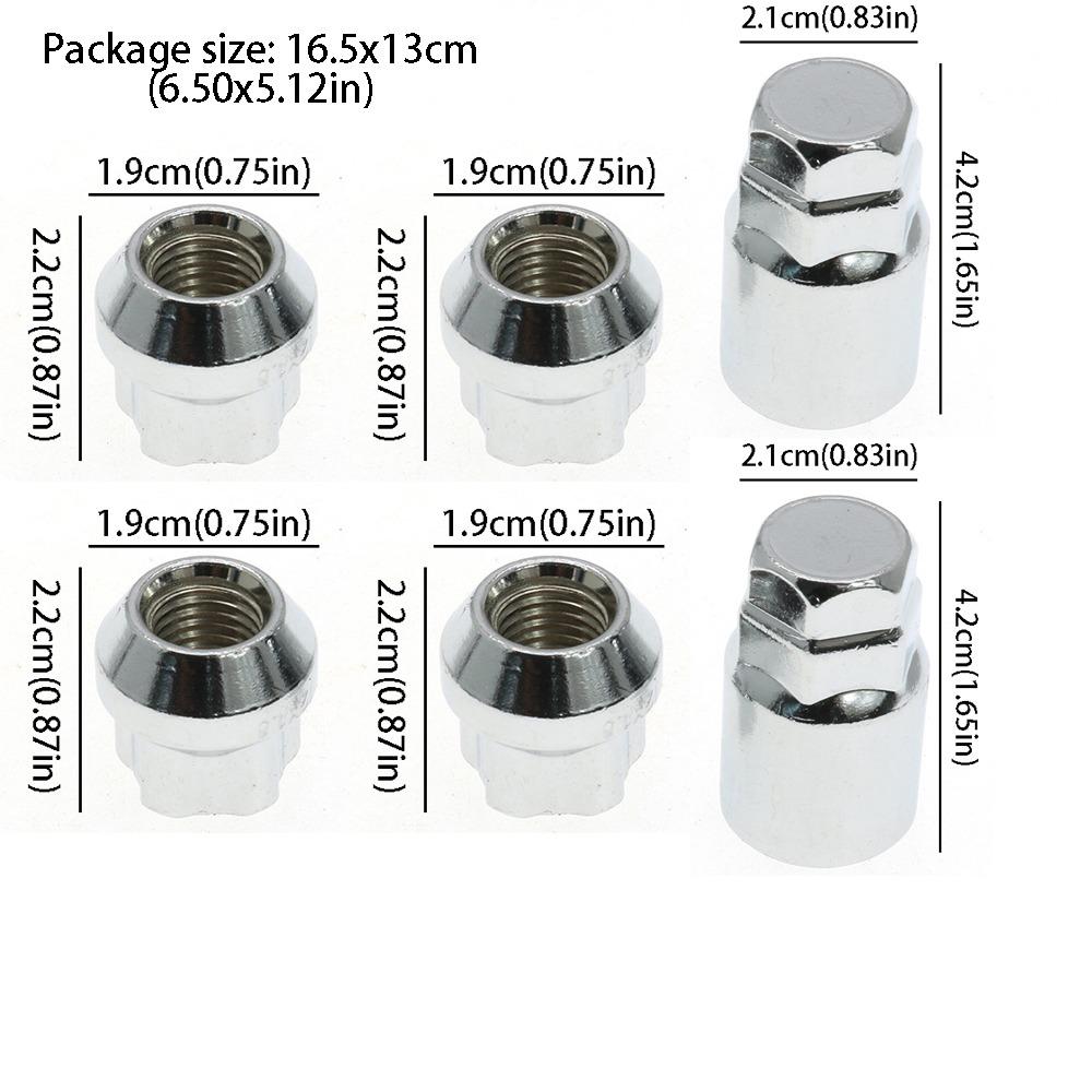 4 Wheel Set Security Wheel Bolt M12x1.5 Anti Theft Lug Nuts Lug Nuts Set  Vehicle Security 6PCS
