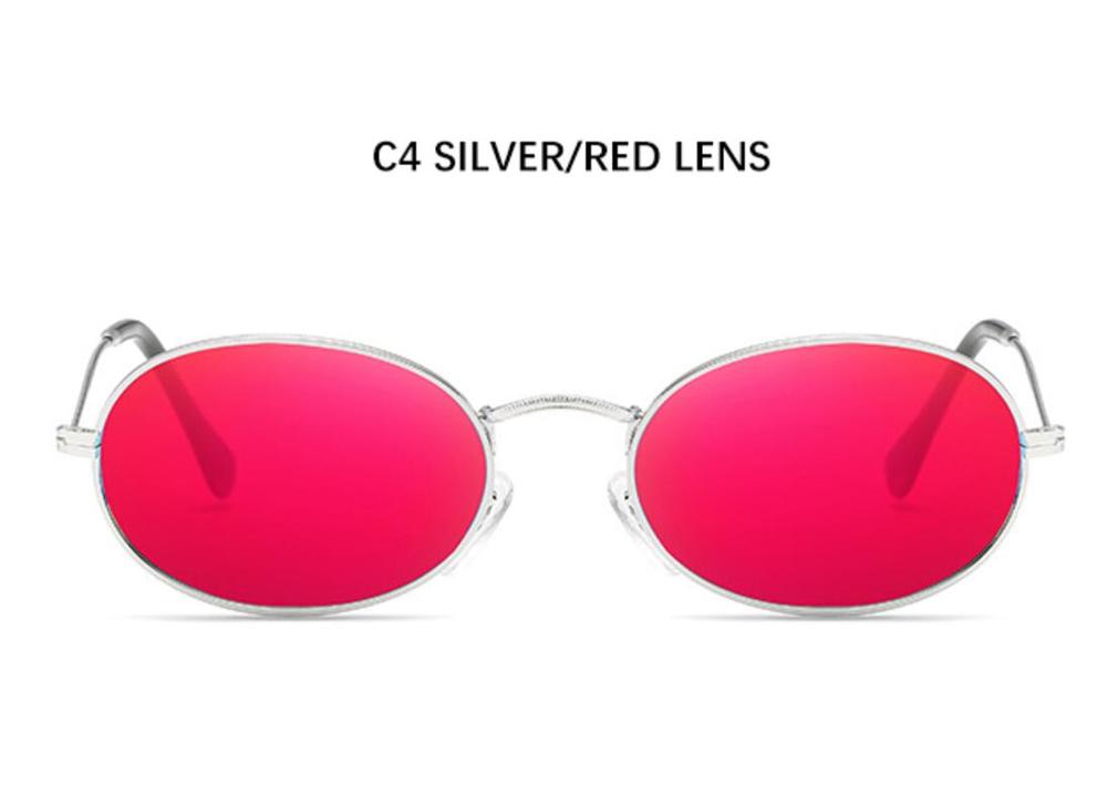 Sunglasses Eyewear Woman Small Ladies High End Mirror Oval Sun Jet Alloy UV400 Black Shades Premium Silver Glasses Women's