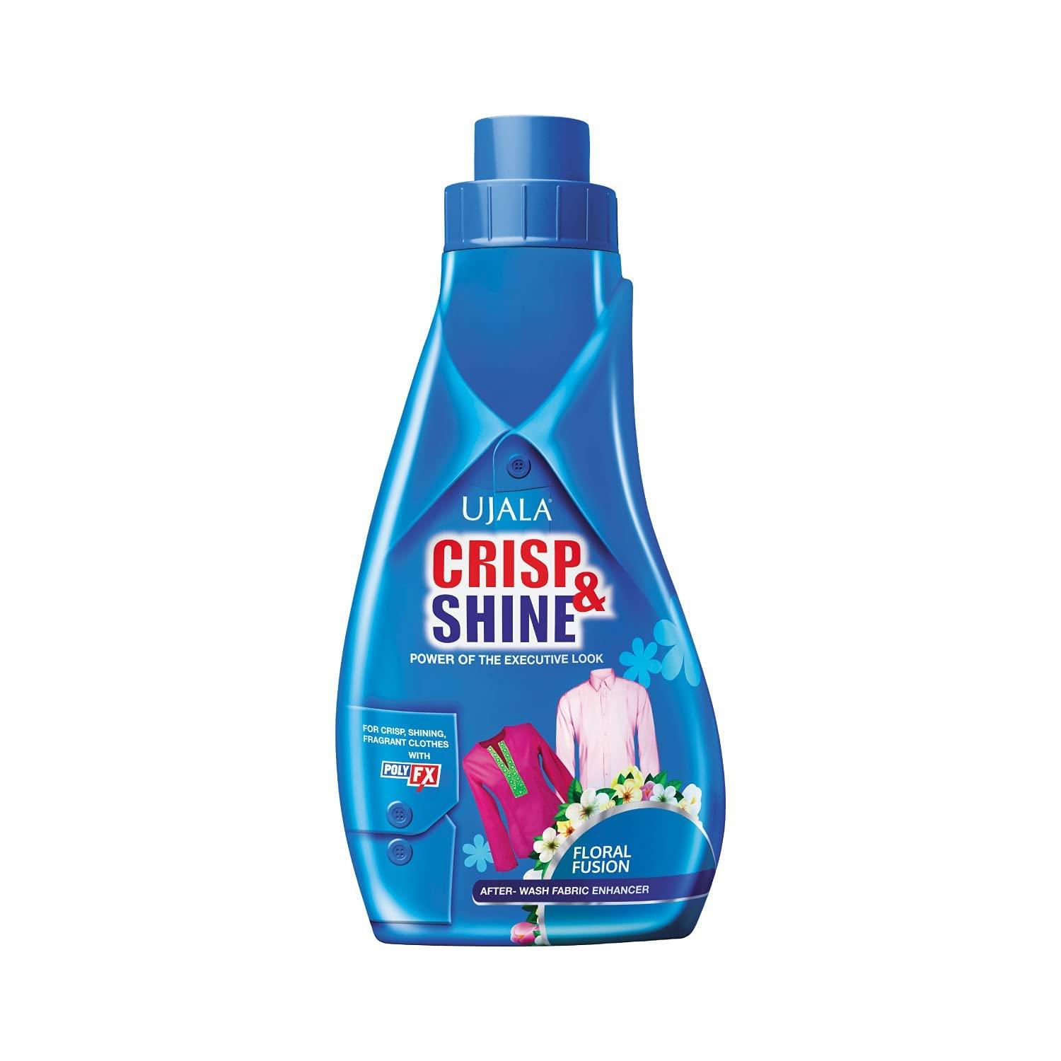 Ujala Crisp & Shine Liquid Fabric Enhancer 200gm | After Wash Liquid Fabric Softener for Shine & Long Lasting Freshness | Floral Fusion Liquid Fabr