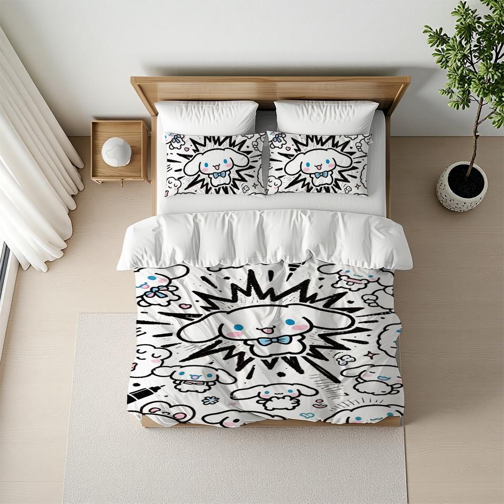 

C-Cinnamoroll Cute Duvet Cover Set Home Style Bedding Soft Laundry Cotton Bed 3 Piece Set Student Dormitory Gift 135x200cm