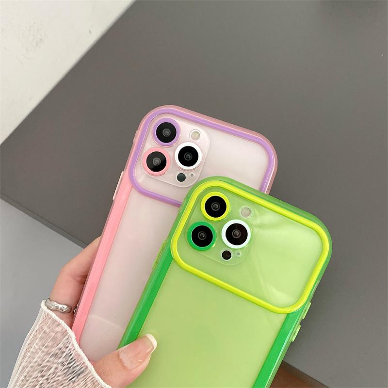 Candy Color Clear Camera Lens Protection Phone Case For Iphone 13 12 Pro Max 11 X Xr Xs Max 13 Shockproof Silicone Cover Coque