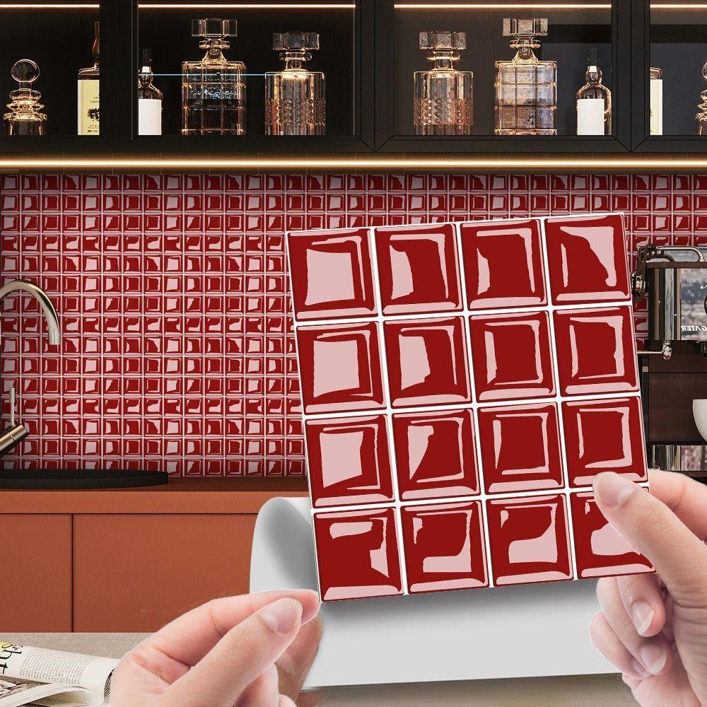 10 Stück 10x10CM Mosaikfliesen Wandaufkleber 3D PVC Mosaik Kristallfliesen Aufkleber Premium Selbstklebende Ziegelfliesen Aufkleber Zuhause