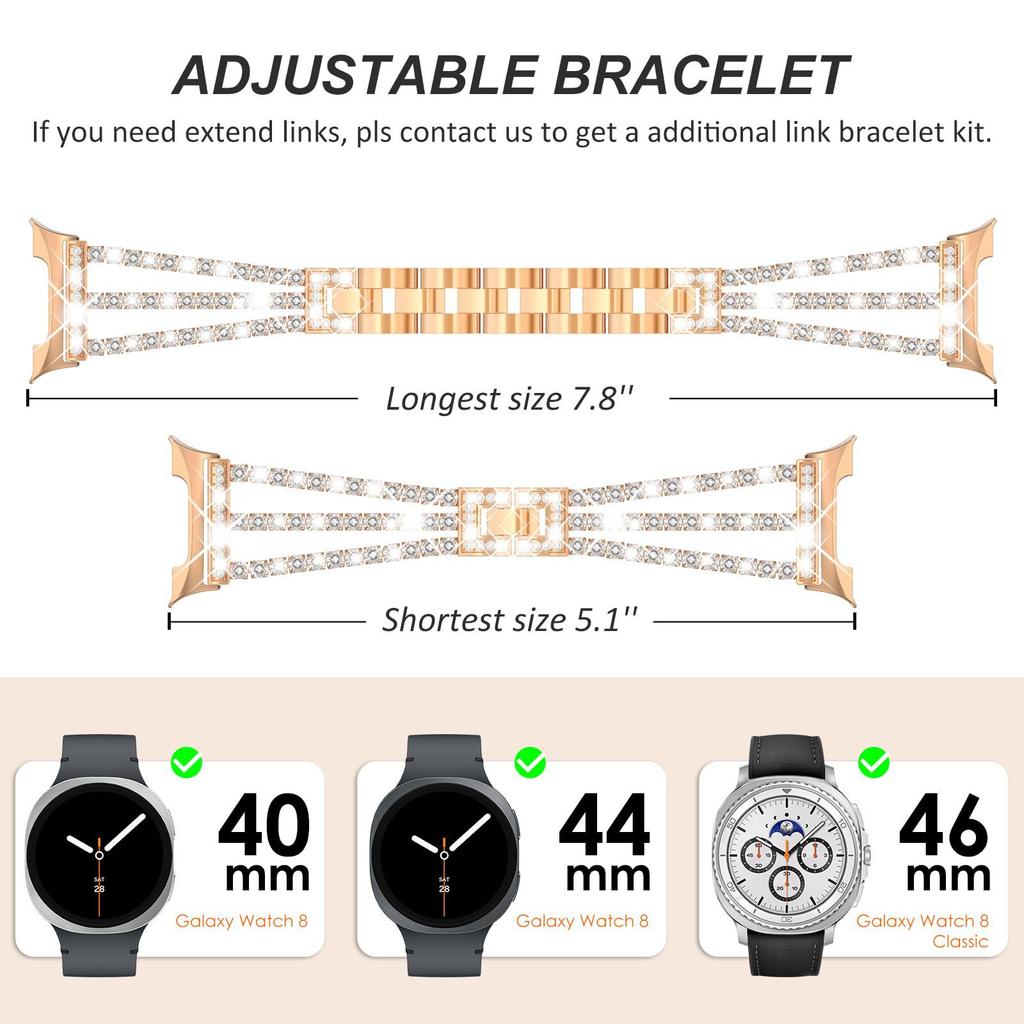 Diamantarmband für Samsung Galaxy Watch8 44mm 40mm Luxus Damen Metallarmband für Samsung Galaxy 8 Classic 46mm Correa