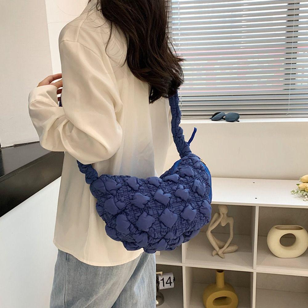 Dumplings Bag Rhombus Plaid Handbag Korean Style Bubble Cloud Bag Cute Korean Shoulder Bag  Lady
