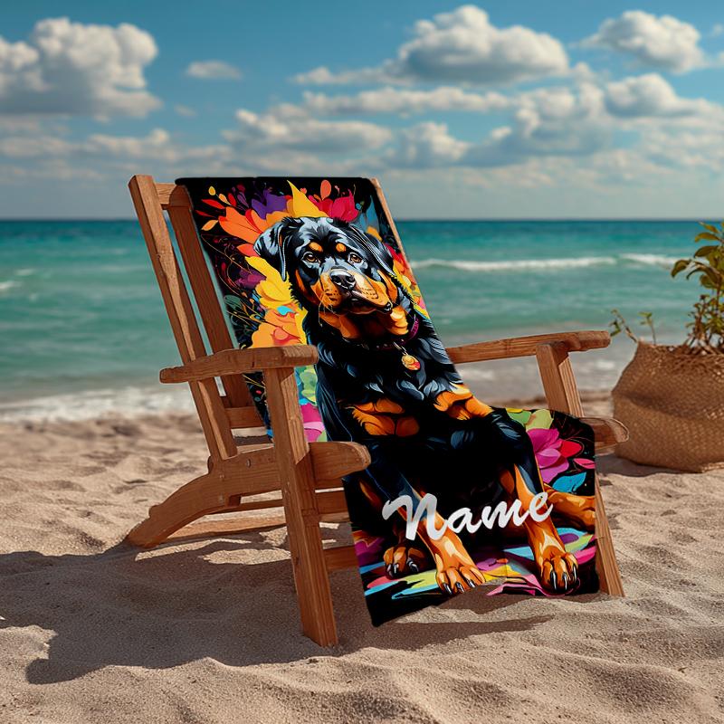 Personalisierbares ultraweiches Strandtuch mit Hundemotiv, Ideal für Pool - Camping, Tauchen - Perfekter Reisebegleiter, Lebendiges Strandtuch.