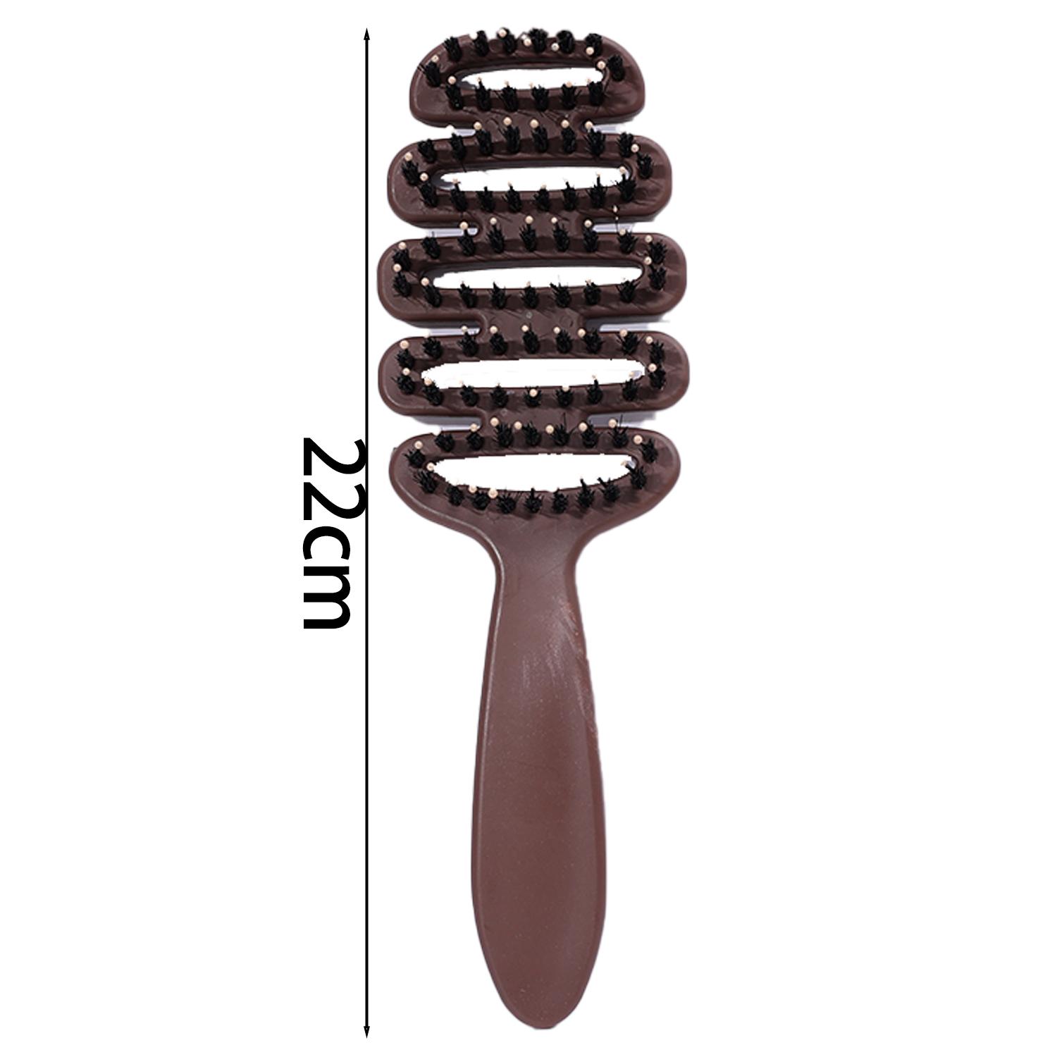 

Anti Static Boar Bristle Hair Comb Hairbrush Paddle Hollow Hairdressing Massage Combs Salon Hair Brush Styling Makeup Tools коричневий