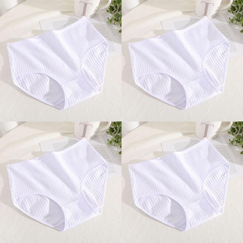 4Pcs/Set Mid Waist Cotton Panties for Women Sexy Lingerie Plus Size Strips Briefs Female Comfort Intimates Underpants