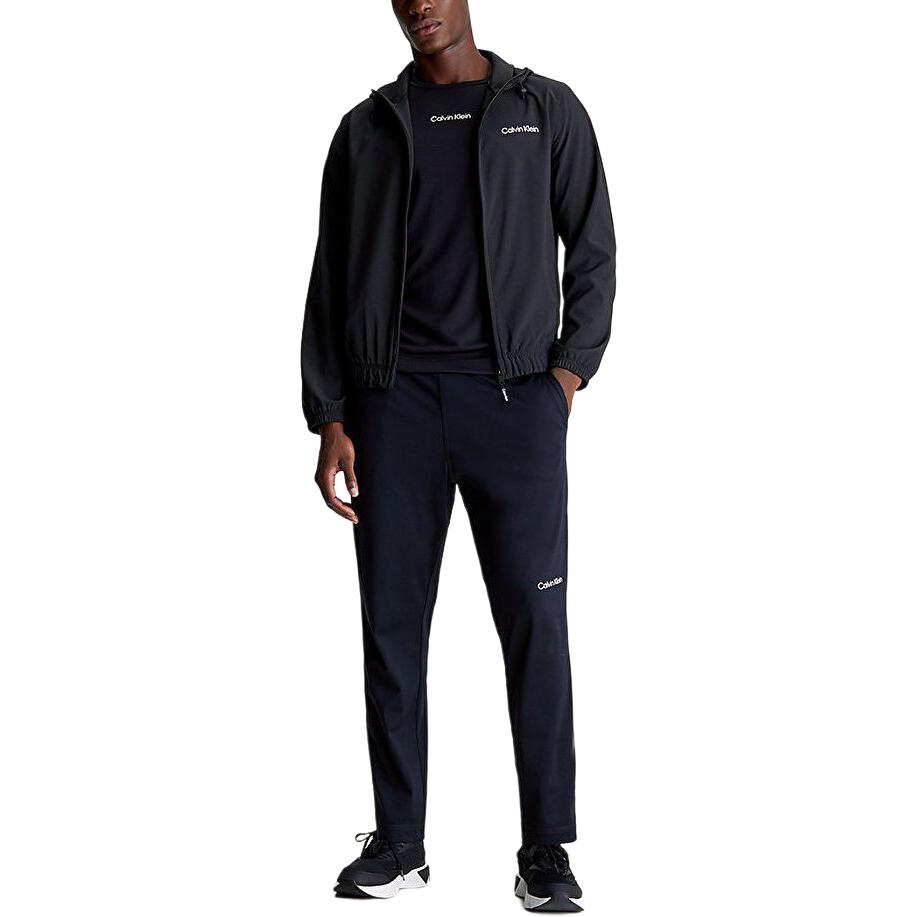 Calvin Klein Solid Fit Hooded Long Sleeve Front Zipper Jacket With Print Details Men jackets Black 00GMS4O525-BAE