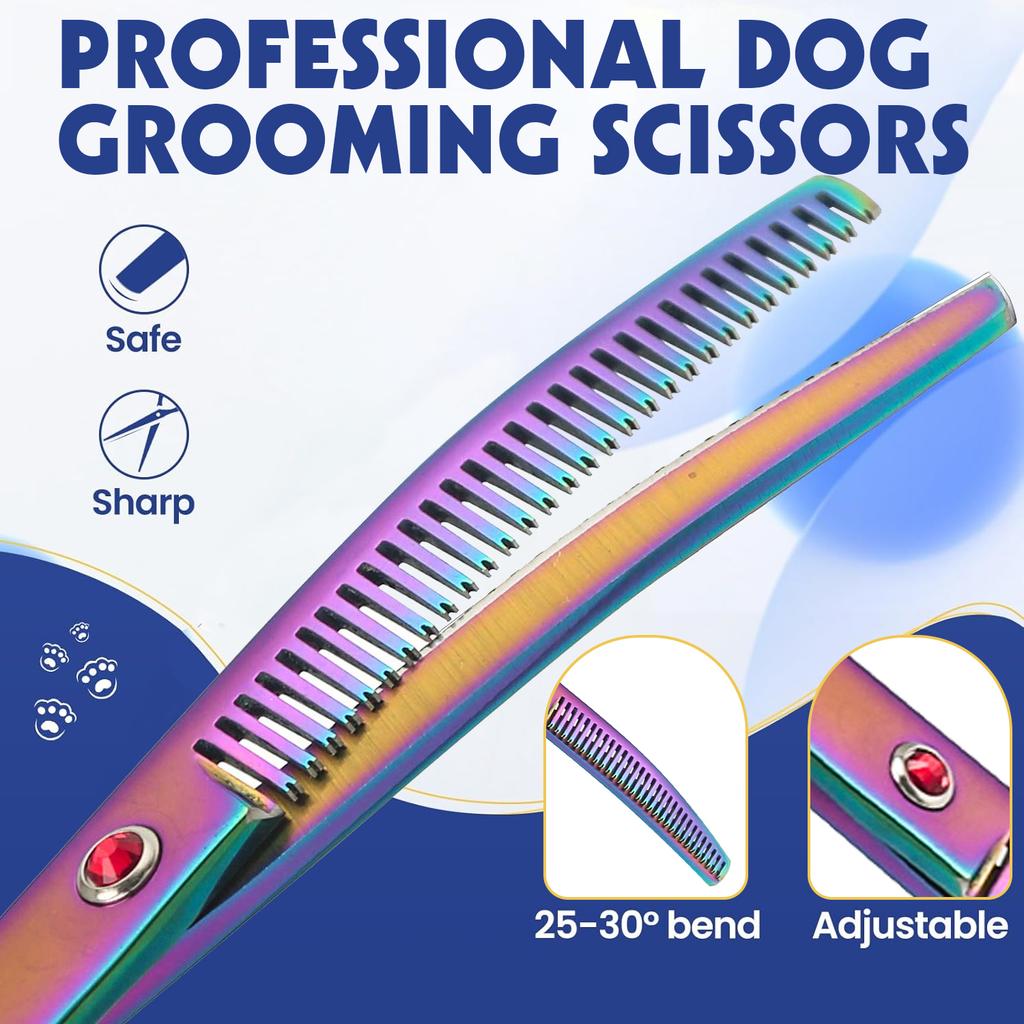 Dubbele Staart Gebogen Schaar voor het Prachtig Knippen van Hondenvacht Professionele Hondentrimschaar Huisdier Gebogen Verdunningsschaar