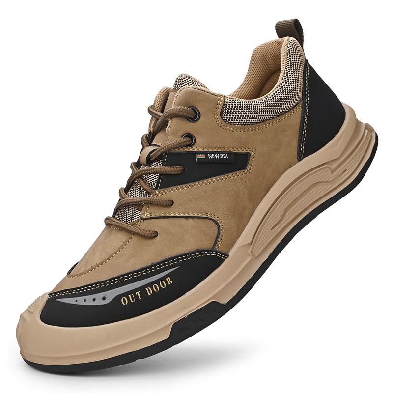 

Модные дышащие нескользящие походные ботинки с низким верхом, универсальная повседневная обувь, модная мужская обувь для активного отдыха на шнуровке, повседневные кожаные кроссовки 46 хаки