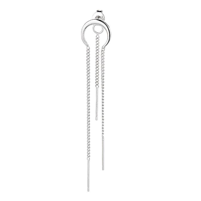 Curved Crescent Tassel Earrings: Moon Chain, Face-Slimming, Versatile Long Earrings for Women.