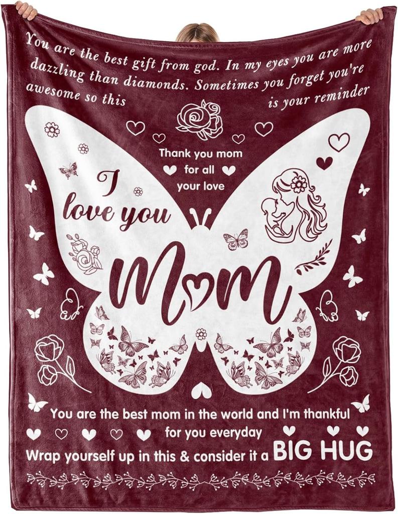 Gifts from Daughter Son for Mother's Day Birthday Mom Gifts Anniversary Unique Gifts for Mom Super Soft Flannel Throw Blankets