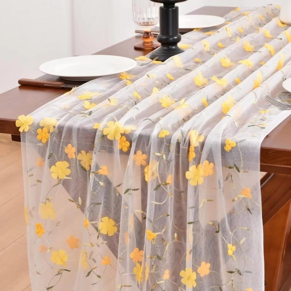 Polyester Tulle Table Runner 70x300CM Sheer Table Cover For Table Decoration