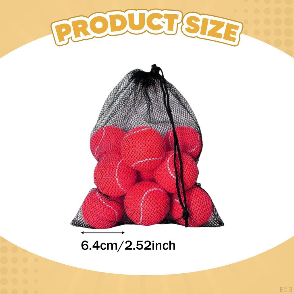 10 Pieces Tennis Balls with Storage Mesh Bag Workout for Pet Dog Adults Kids Yellow